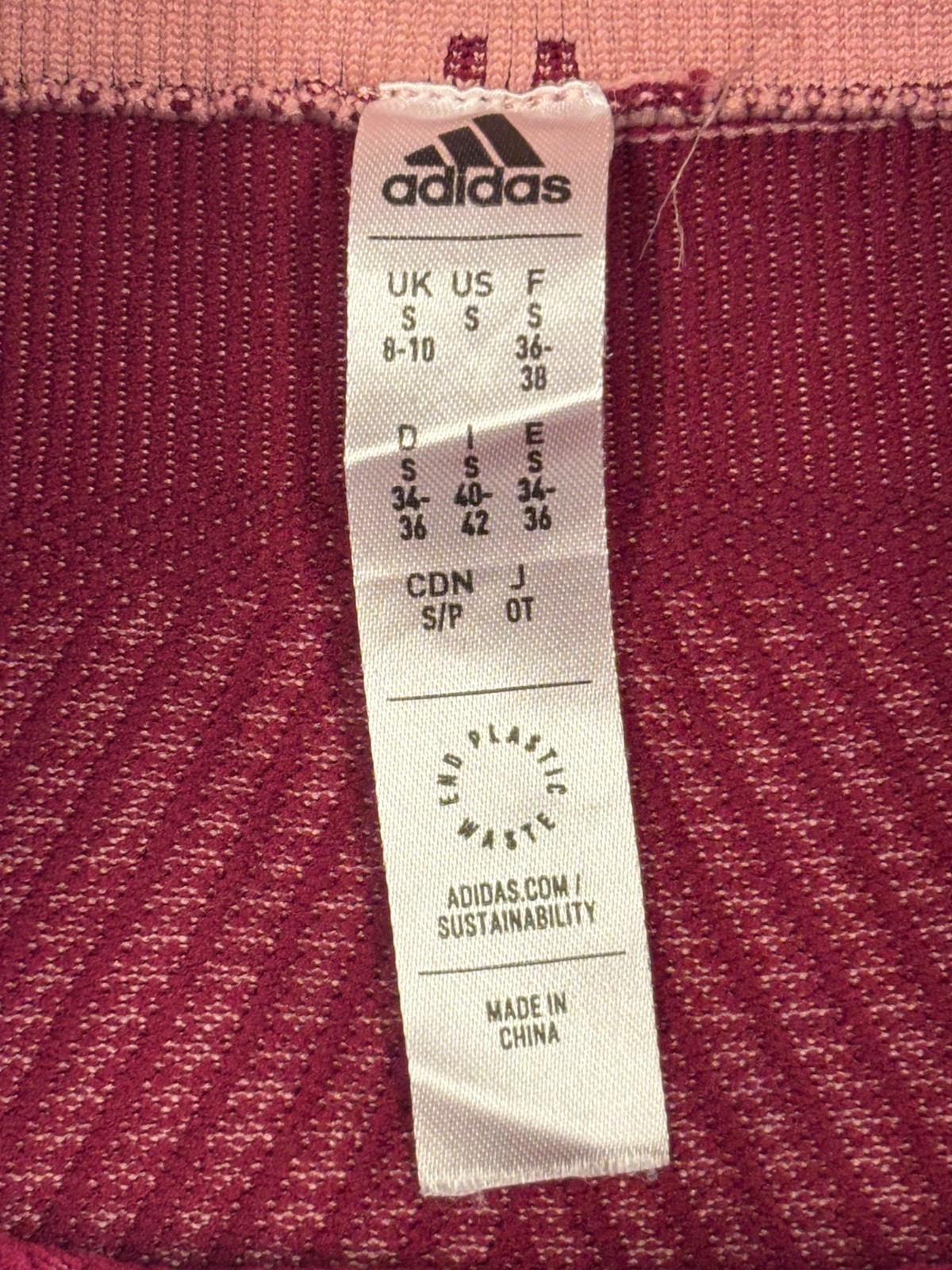 Adidas AeroKnit Womens 7/8T Training Tights Size Small HD1980 Burgundy Pink