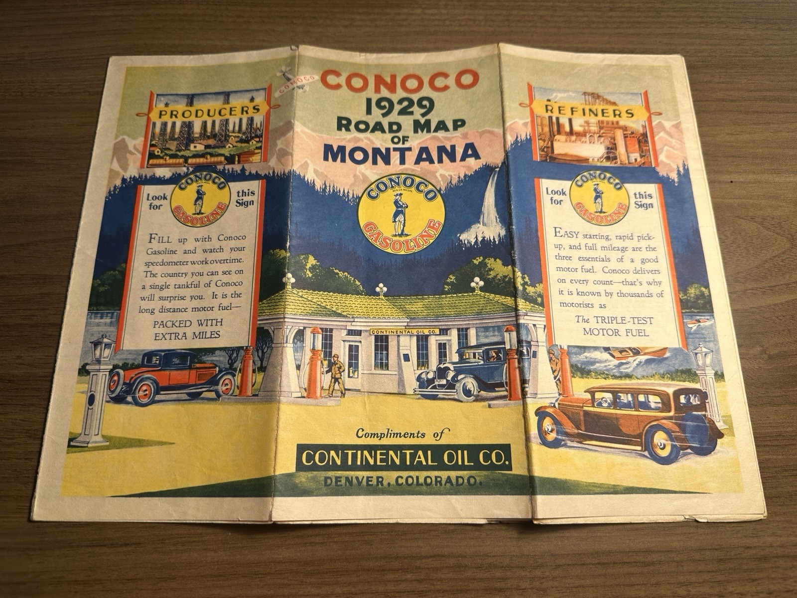 1929 Conoco Minutemen Road Map: Montana USED