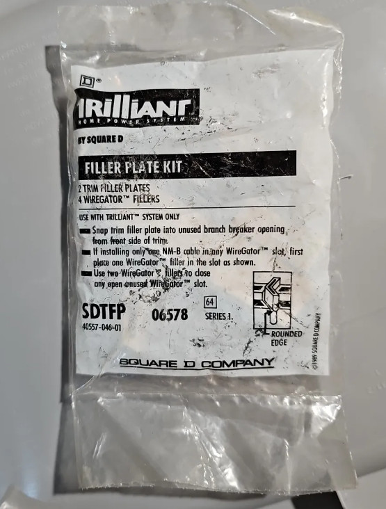 Two Count (2x) SDTFP Square D Trilliant Breaker Filler Plates New! Old stock