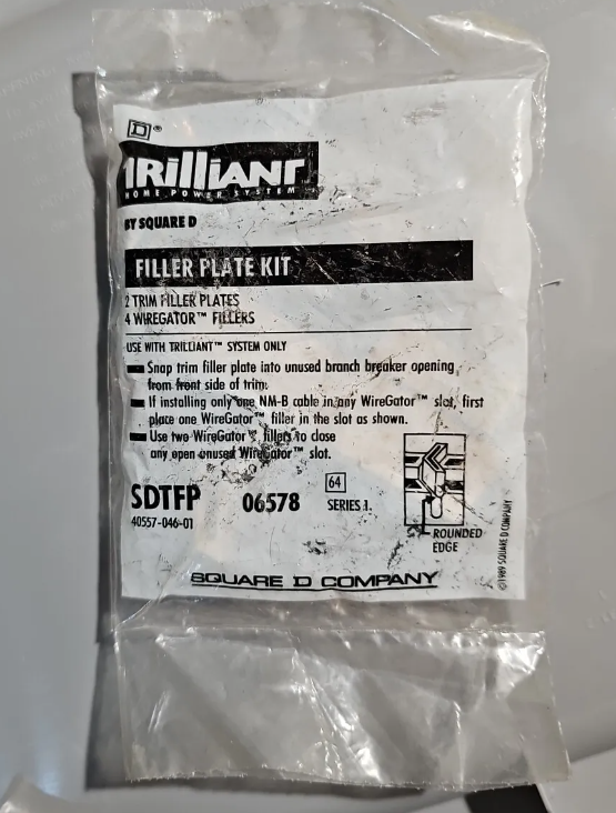 Two Count (2x) SDTFP Square D Trilliant Breaker Filler Plates New! Old stock