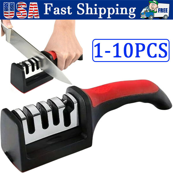 Knife Sharpener Professional Ceramic Tungsten Kitchen Sharpening System 3 Stage