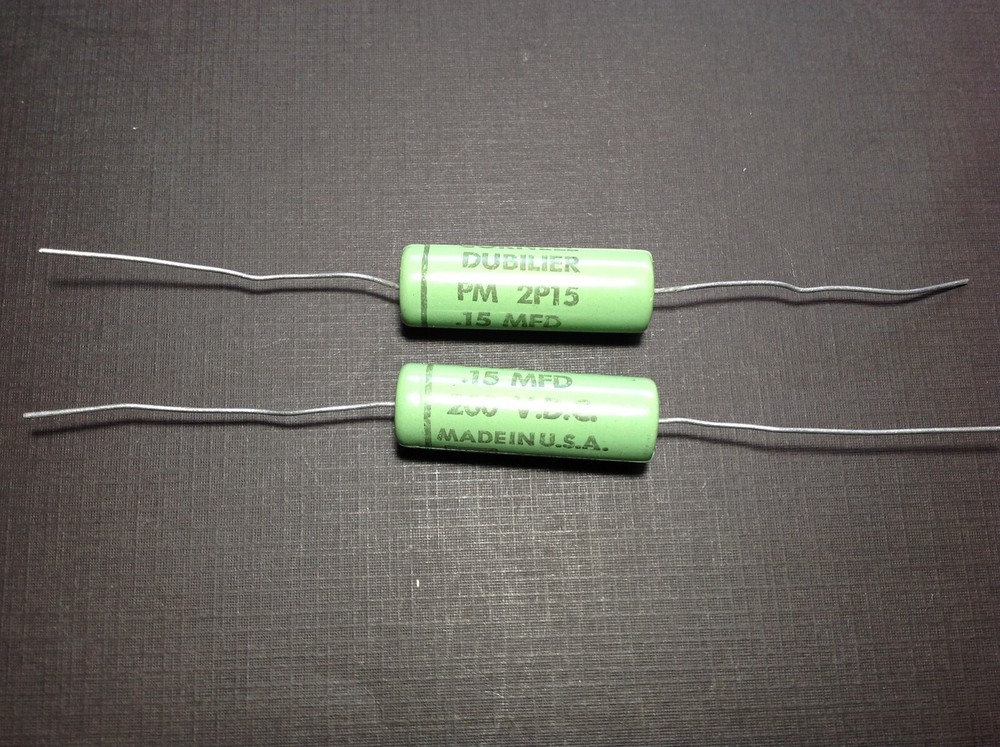 2 pcs Cornell Dubilier Greenie capacitor 200 VDC .15 MFD PM2P15 NOS