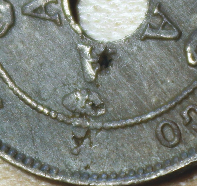 1925 Belgian Congo 10 Centimes Overdate Planchet Error