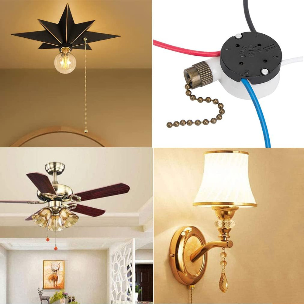 Ceiling Fan Switch Zing Ear Ze-208S E89885 3 Speed 4 Wire Pull Chain Switch Fan