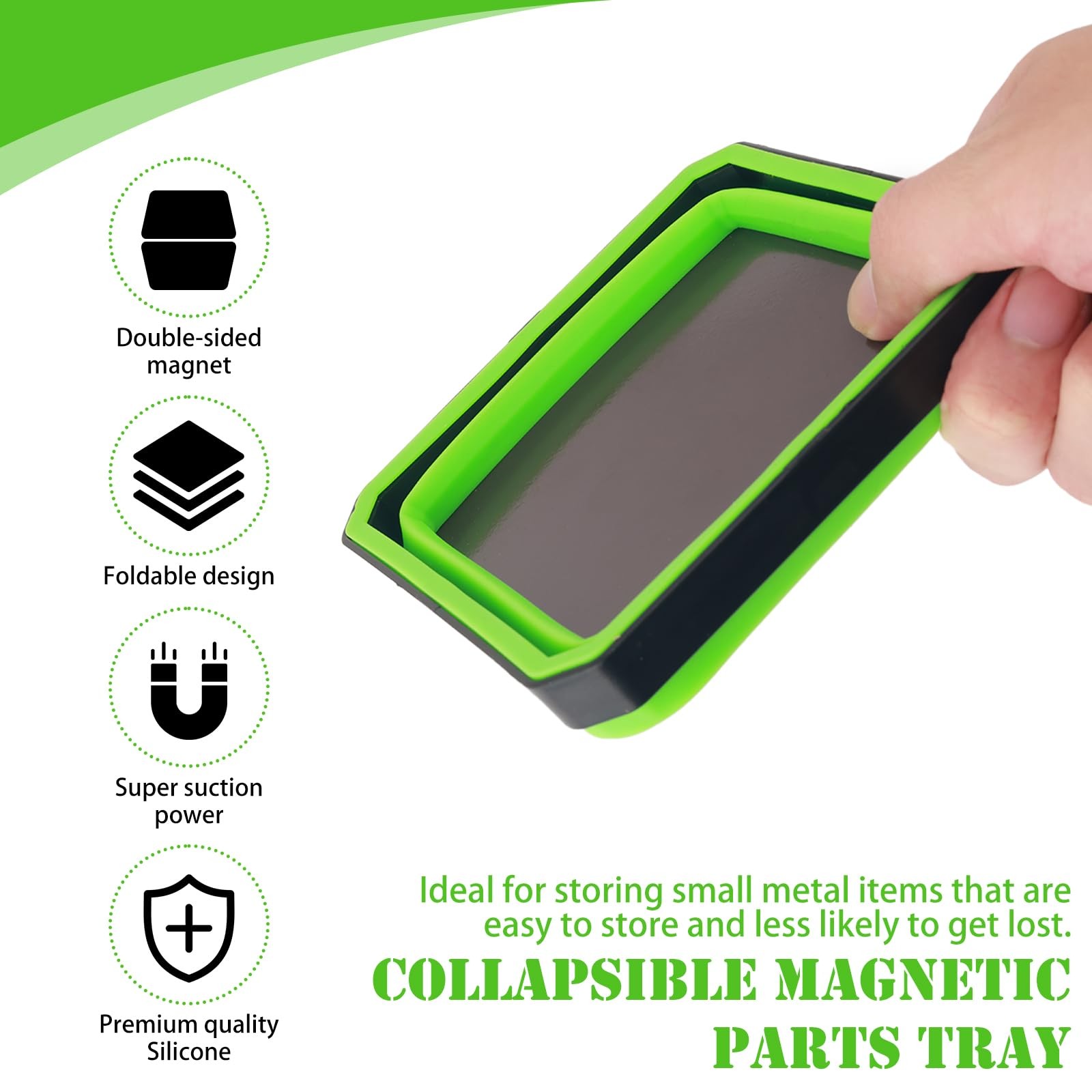 Magnetic Tray for Screws,Collapsible Parts with Green