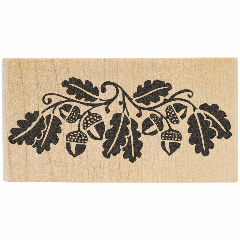 Solid Acorns With Leaves Art Rubber Stamp