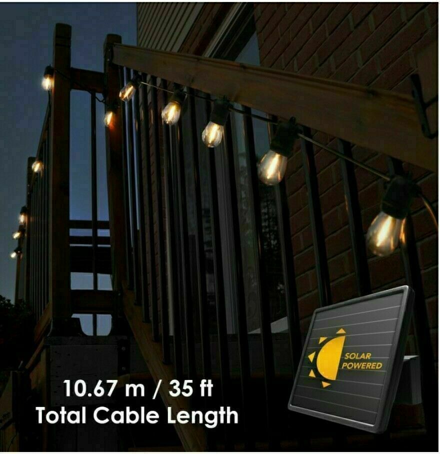 SunForce Solar String Lights with Remote Control 15 Bulbs 35ft. 1600334