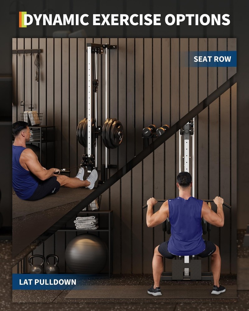 Wall Mount Cable Machine, Adjustable Dual Pulley Cable Crossover Machine Workout