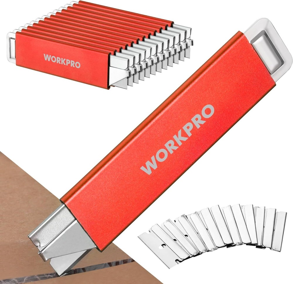 WORKPRO 12Pack Box Cutter Retractable Utility Knife Edge Razor Blade Blue/Red US