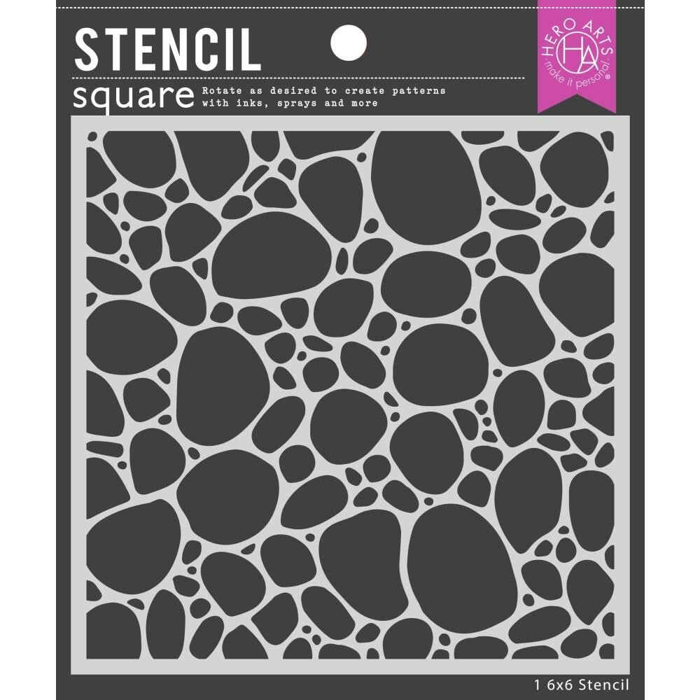Hero Arts "PEBBLES & STONES" Pattern Background Stencil 6"x6" 2024