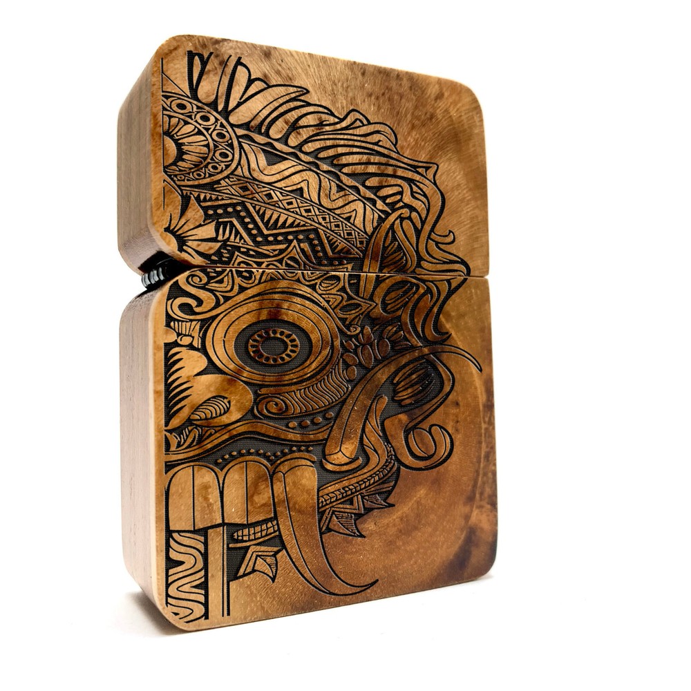 Balinese Demon Java Teakwood Engraved Lighter