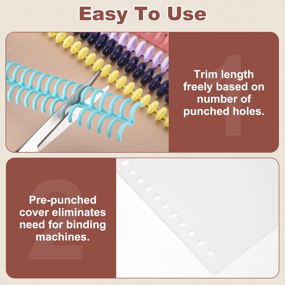 10Pcs Clear Presentation Binding Covers with 5Pcs 12mm Combs Kit, White