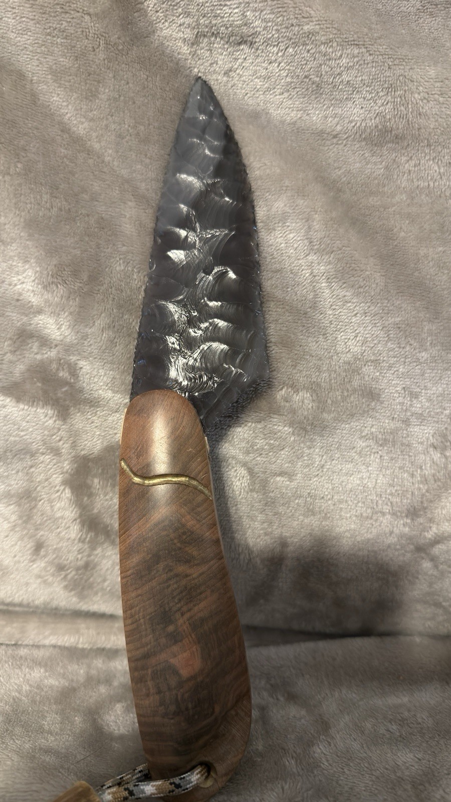 Handmade 5.5” Rainbow Obsidian Fixed Blade Knife Wood Handle