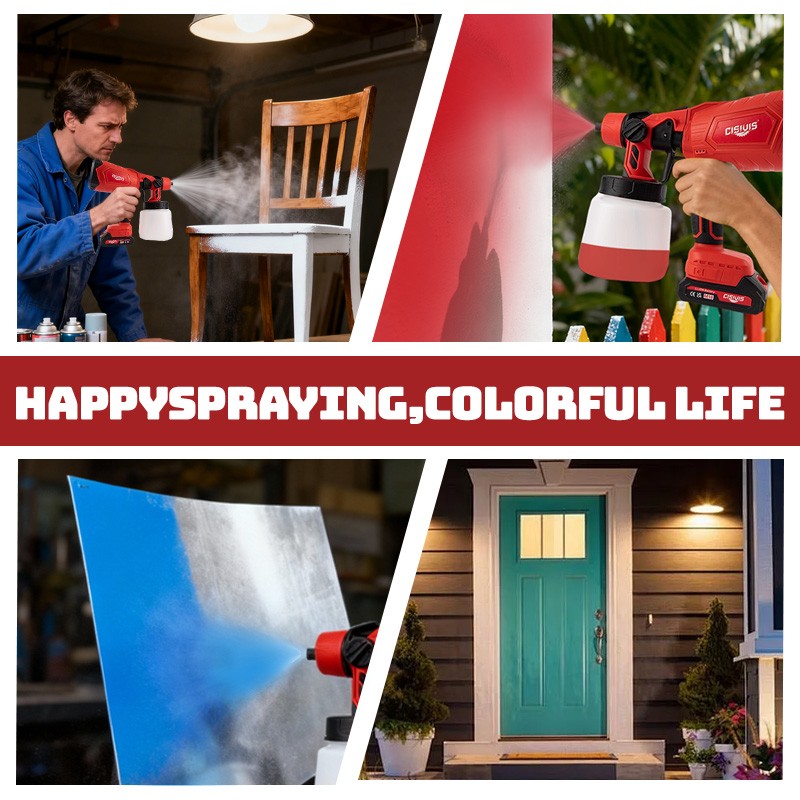 Cordless Paint Sprayer 1000ML HVLP Spray Paint Gun With 2 Batteries For DIY Work