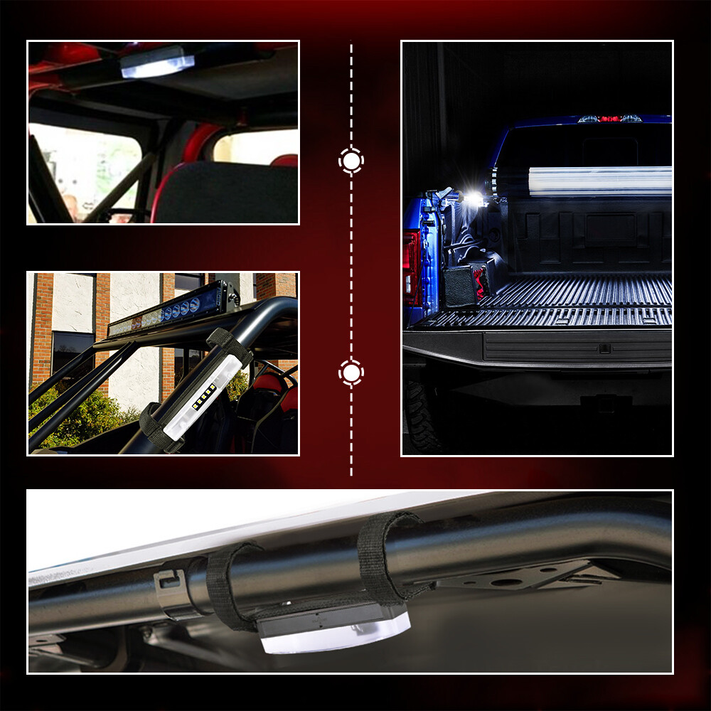 Interior Roll Cage Mount LED Dome Reading Work light Magnetic base Universal UTV