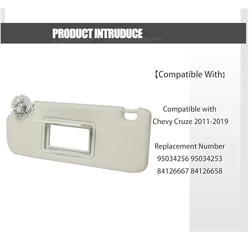 Driver Left Side Sun Visor Without Light Compatible with Chevy Cruze LEFT SIDE