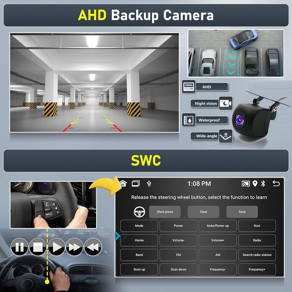 Android 15 Double Din Car Stereo 6.86" Touchscreen Wireless Carplay Android Auto