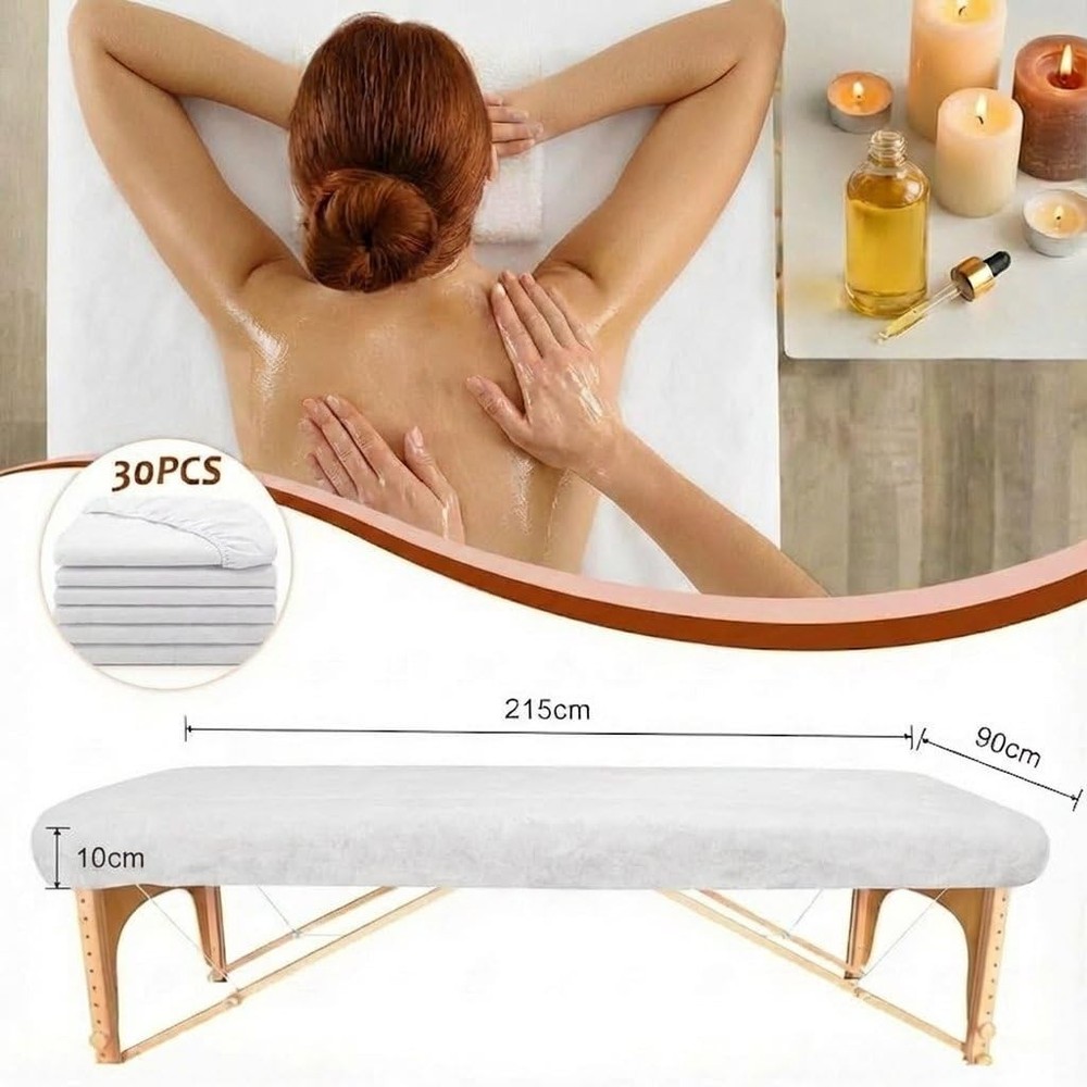 30PCS Disposable Fitted Massage Table Sheets with Elastic, Heavy Duty Elastic...