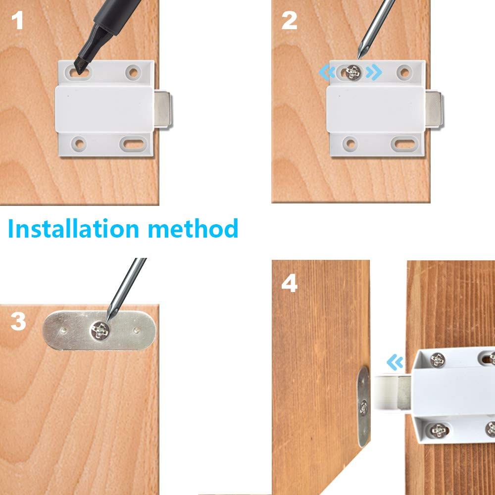 10 Pack Magnetic Push Latch Catch to Open Pressure Touch White