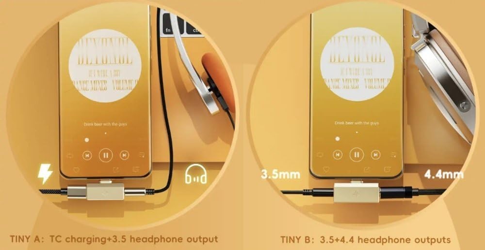 FiiO/Snowsky Tiny DAC Headphone Amp,PEQ,DSD256,PCM, 3.5mm+Type-C(Tiny A, Silver)