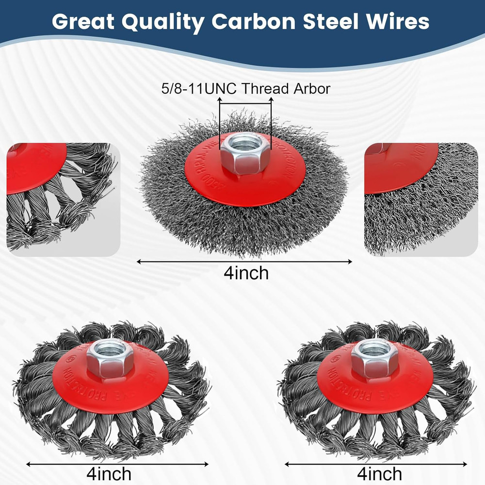 7pcs Wire Wheel for 4 1/2 Angle Grinder Wire Wheel Brush Cup Set with Threaded A