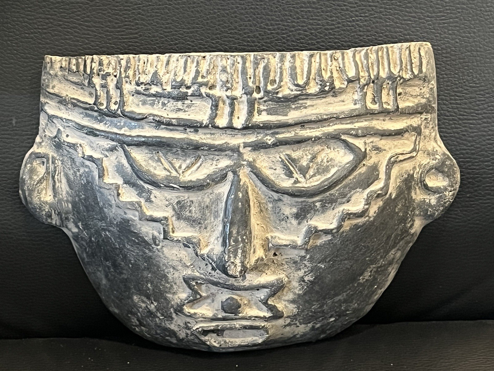 Folk Art Handmade Ceramic Mask Wall Plaque Earthy Rough Artisanal 10.5”x7.75”