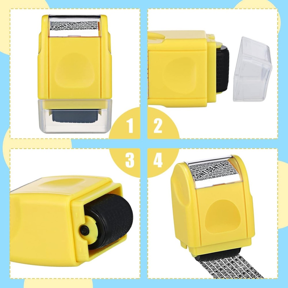 Nezyo 2-Pack Identity Protection Roller Stamp with 4 Refill Inks – Privacy & Dat