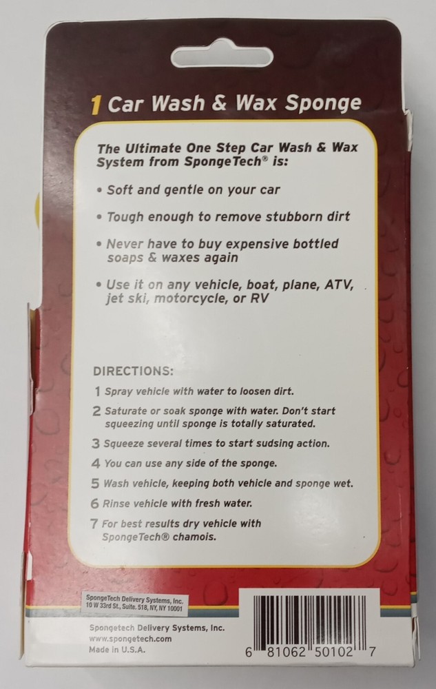 Sponge Tech 50102 One Step Wash & Wax Sponge USA