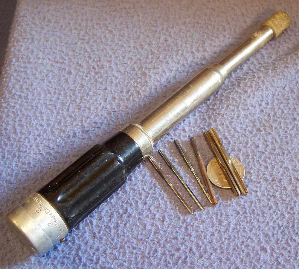 Goodell Pratt No 188A Bakelite handle Push drill Automatic drill with 6 bits