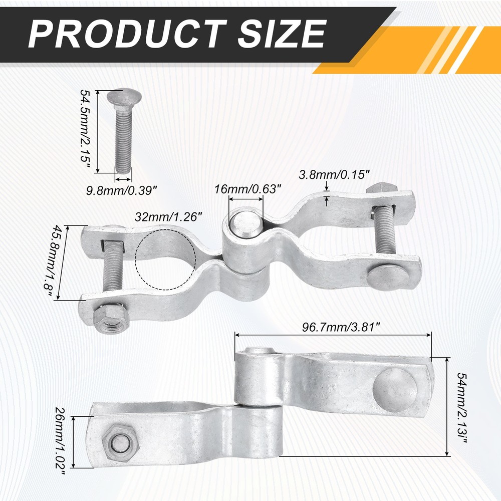 1-1/4" Chain Link Fence Gate Post Hinge with Bolt&Nut for Round Pipe