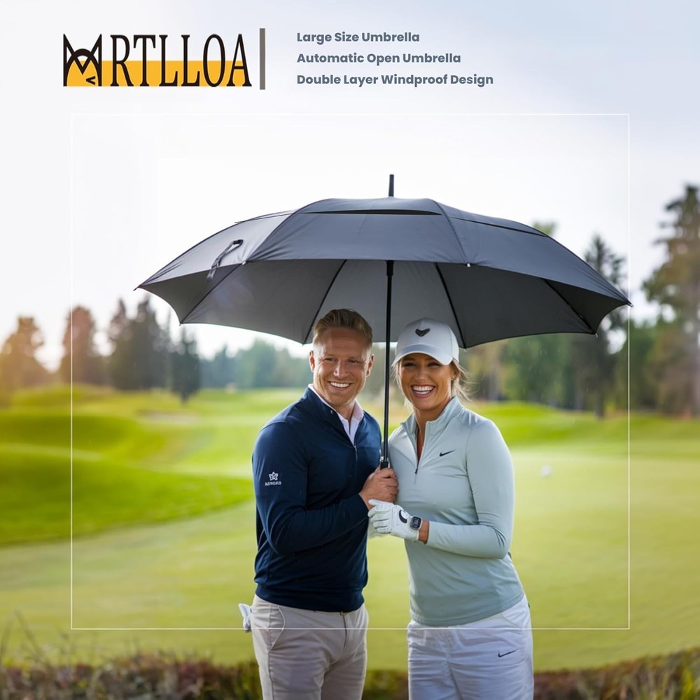 68-Inch Double Canopy Golf Umbrella with Windproof & Waterproof Features