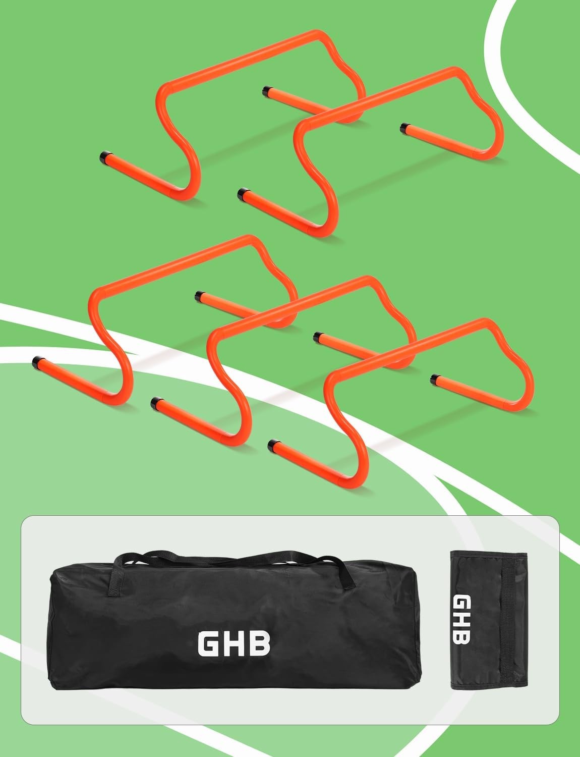 GHB Agility Hurdles Speed Training Hurdles, Detachable 5 Pack, orange