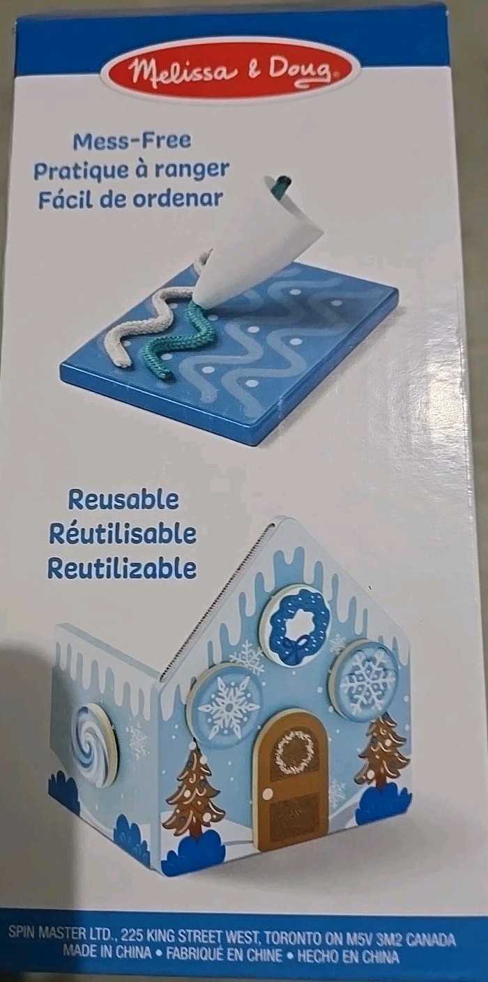 Melissa & Doug Wooden Gingerbread House Play Set Winter Frost BLUE 44pc