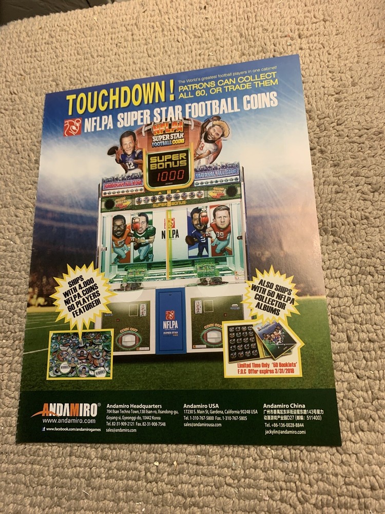original 11-8 1/4” Touchdown Andamiro  arcade game FLYER AD