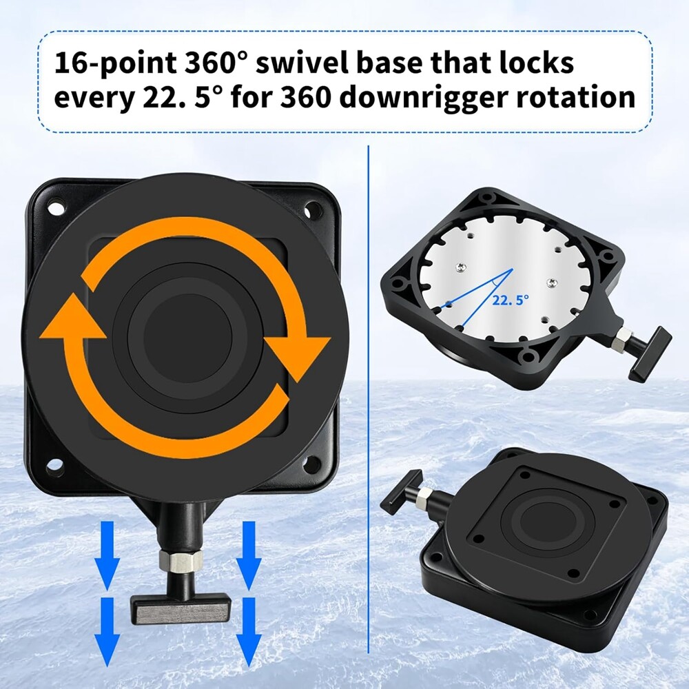 2207003 STANDARD LOW-PROFILE SWIVEL BASE FOR CAN-NON 3991913 DOWNRIGGER MOUNT W