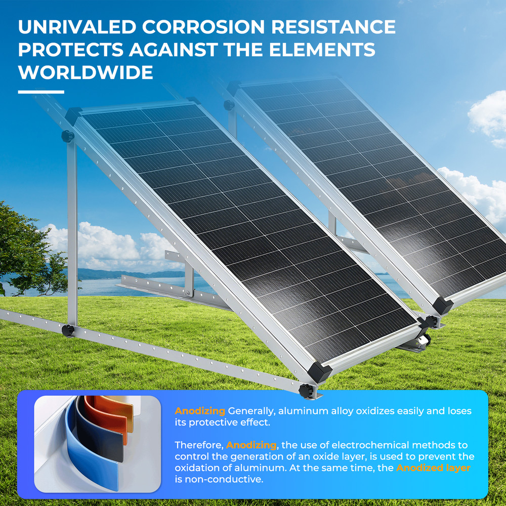 4 Sets 45in Solar Panel RV Tilt Mount Brackets kit Roof Surface Adjustable Frame