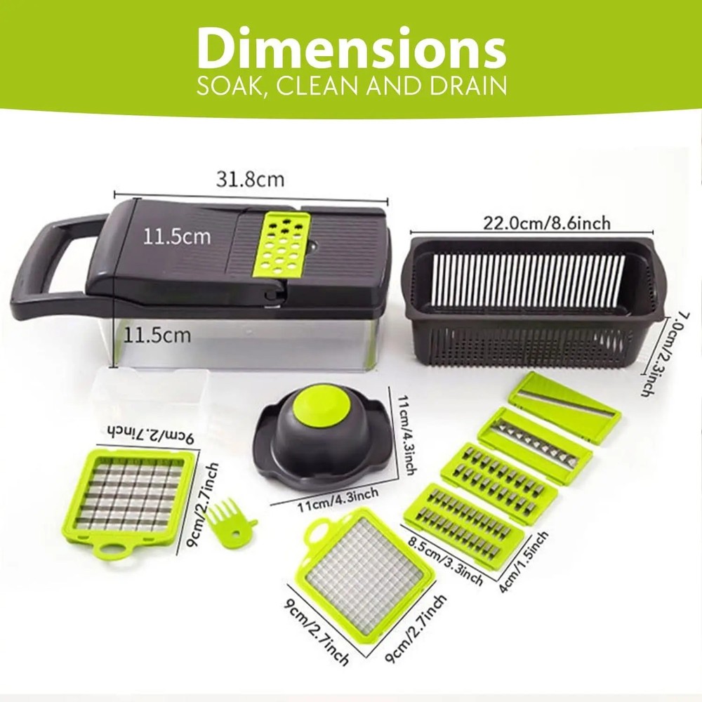 16-in-1 Mandoline Slicer – Avoid Injuries, Safe & Precise Kitchen Tool