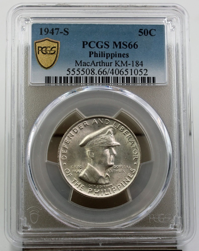1947-S Philippines MacArthur 50 Centavos PCGS MS66