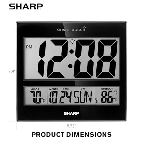 Atomic Clock – Never Needs Setting, Jumbo 3” Easy-Read Display, Indoor &