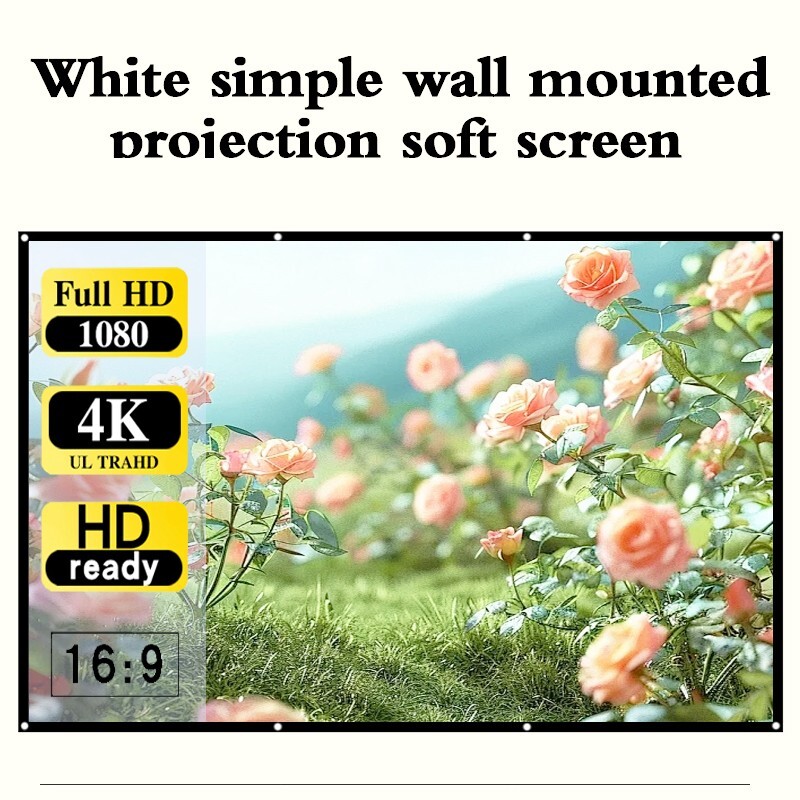 HD 100 inch 16:9 manual projection screen foldable for easy carrying projection