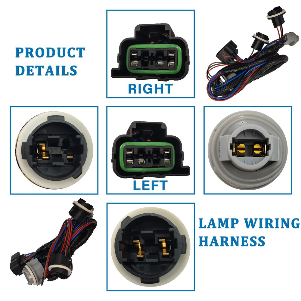 Driver & Passenger Side Tail Lamp Wiring Harness Compatible with Chevy...