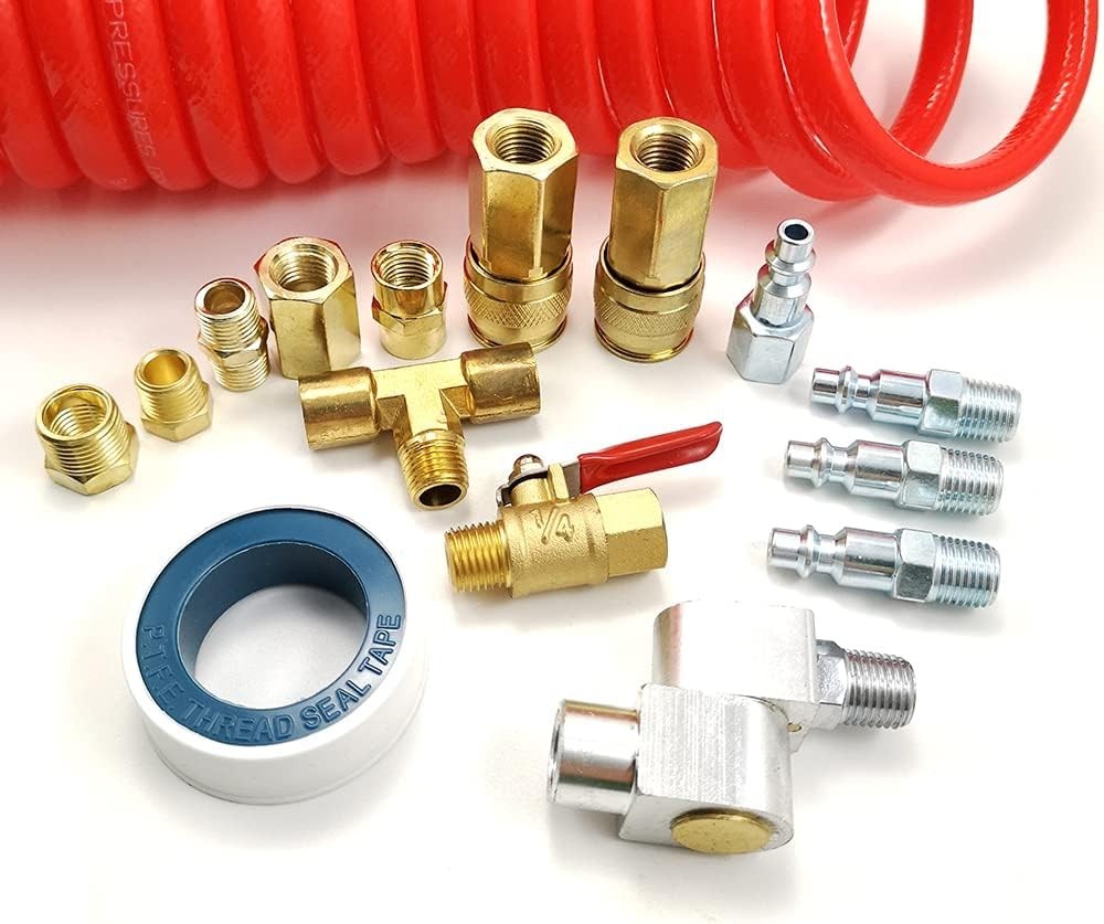 16-PCs. Air Compressor Accessories Kit with 3/8" x 15 ft Coil Air Hose