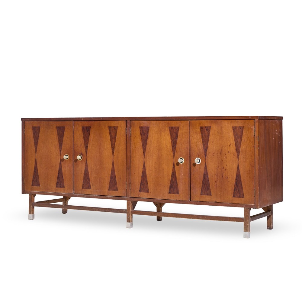 Stanley Mid Century Walnut Harlequin Credenza