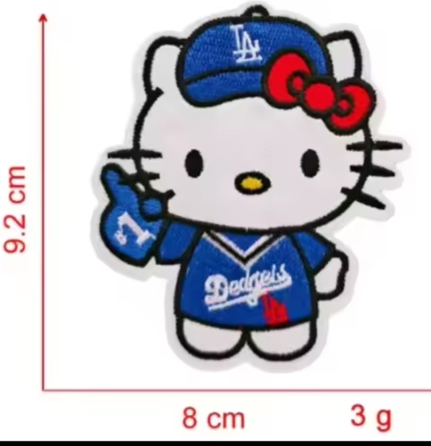 HELLO KITTY LOS ANGELES DODGERS IRON ON PATCH