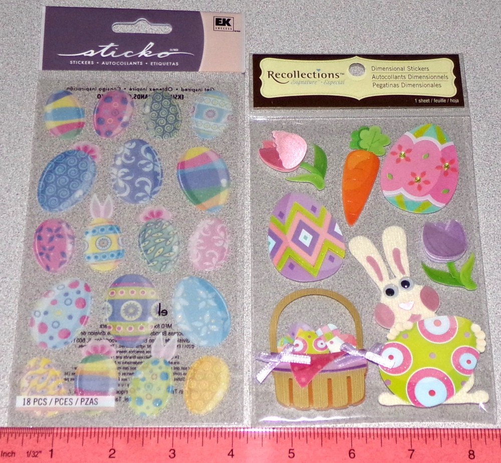 Recollections & Sticko Easter Basket Colored Easter Eggs Bunny Easter Stickers