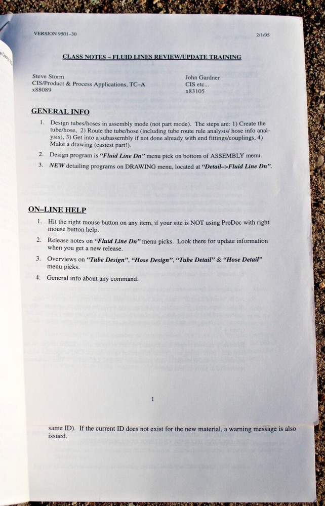 1995 Caterpillar Inc. Tubes Tube Design Structured Design User Doc. Computer