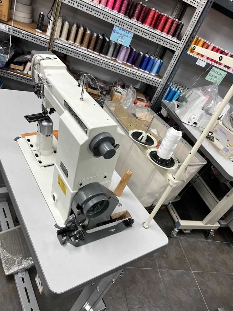 Artisan 4618 Needle Feed Post Bed Sewing Machine with gear driven top roller.