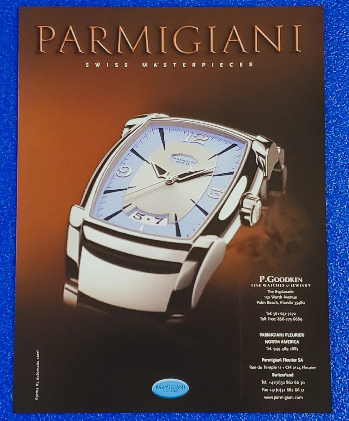 2005 PARMIGIANI FLEURIER FORMA XL CLASSIC WRISTWATCH SWISS MASTERPIECES PRINT AD