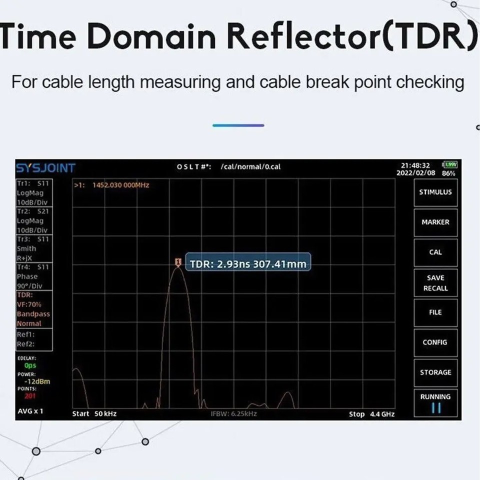 SV4401A VNA Vector Network Analyzer 7 Inch Touch LCD 50KHz-4.4GHz