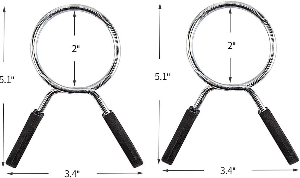 2 Pcs Barbell Weight Bars Clips Clamps 2 Inch for Olympic Bar Spring Lock Collar